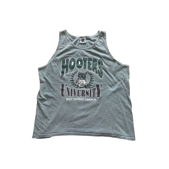 Vintage Hooters University Gulf Shores Tank Top – Stone-Washed Green – Size XL – - Picture 1 of 6